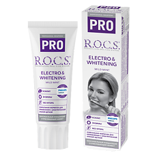 Купить R.O.C.S. PRO Зубная паста Electro Whitening Mild Mint 74 г 1 шт цена