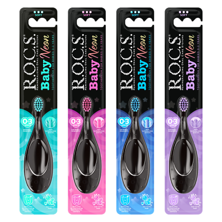 Изображение товара Зубная щетка для малышей R.O.C.S. Baby Neon мягкая 0-3 года 1 шт
