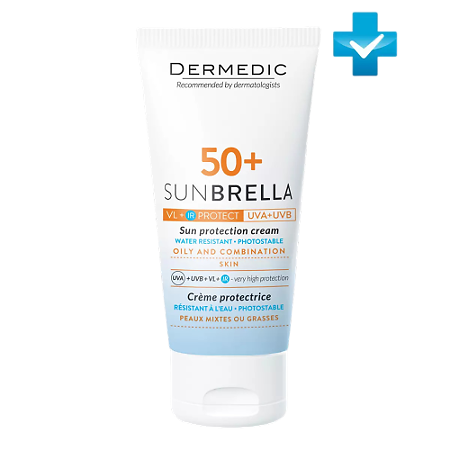Изображение товара Dermedic Sunbrella SPF50+ солнцезащитный крем для жирной комбинированной кожи 50 г