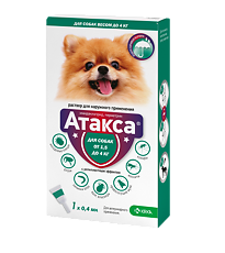 Купить Атакса Капли на холку для собак от 1,5 до 4 кг пипетка 0,4 мл 1 шт цена
