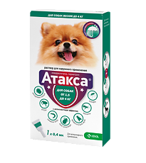 Купить Атакса Капли на холку для собак от 1,5 до 4 кг пипетка 0,4 мл 1 шт цена