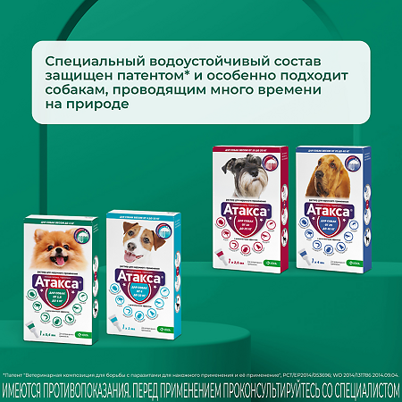 Атакса Капли на холку для собак от 1,5 до 4 кг пипетка 0,4 мл 1 шт