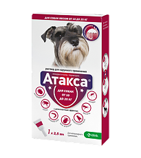 Купить Атакса Капли на холку для собак от 10 до 25 кг пипетка 2,5 мл 1 шт цена