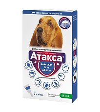 Купить Атакса Капли на холку для собак от 25 до 40 кг пипетка 4 мл 1 шт цена