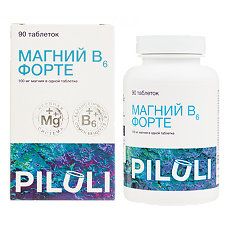 Купить PILULI Магний В6 форте для нервной, костной и сердечно-сосудистой системы таблетки массой 800 мг 90 шт цена