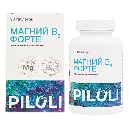Изображение товара ПИЛУЛИ Магний В6 форте таблетки 800 мг 90 шт – поддержка нервной системы и мышц