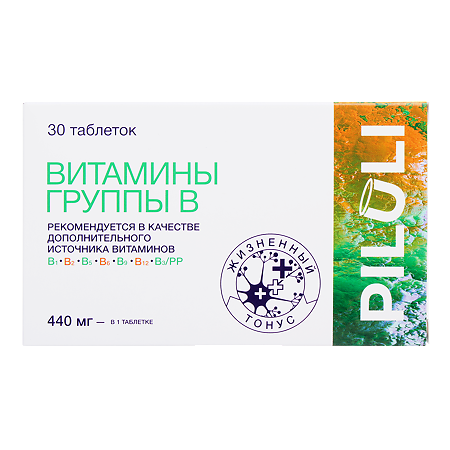 Изображение товара ПИЛУЛИ Витамины группы В таблетки 440 мг 30 шт БАД для поддержки нервной системы