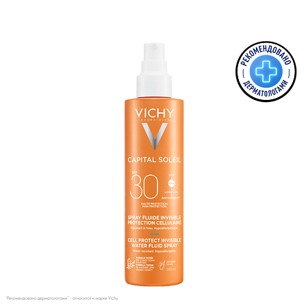 Vichy Capital Soleil Спрей-флюид солнцезащитный легкий для тела SPF30+ 200 мл