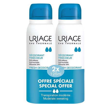 Изображение товара Uriage Deodorant Fraicheur Дезодорант-спрей освежающий с квасцовым камнем спрей 125 мл 2 шт