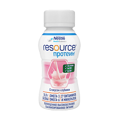 Купить Resource Protein (Ресурс Протеин) питание с высоким содержанием белка со вкусом клубники для взрослых 200 мл 1 шт цена