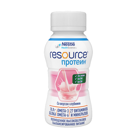 Resource Protein (Ресурс Протеин) питание с высоким содержанием белка со вкусом клубники для взрослых 200 мл 1 шт