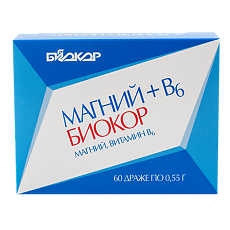 Купить Магний+B6 Биокор драже массой 0,55 г 60 шт цена