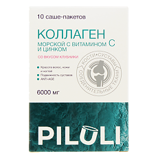 Купить PILULI Коллаген морской 6000 мг со вкусом клубники порошок в саше по 6,5 г 10 шт цена