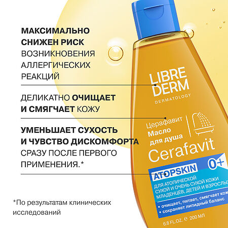 Либридерм (Librederm) Cerafavit Масло липидовосстанавливающее для душа с церамидами и пребиотиком 200 мл 1 шт