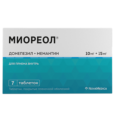 Миореол таблетки покрыт.плен.об. 10 мг+15 мг 7 шт