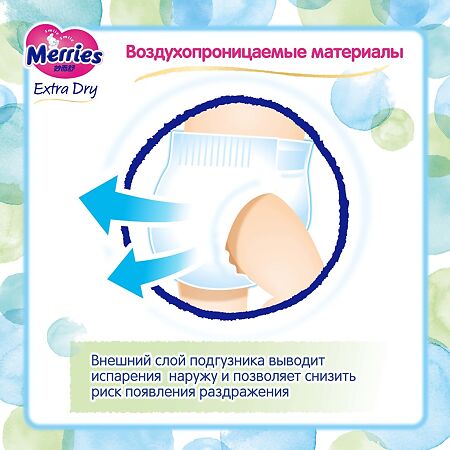 Подгузники Merries Extra Dry для детей XL (12-20 кг) 60 шт