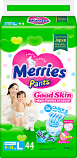 Купить Merries Трусики-подгузники Good Skin для детей L (9-14 кг) 44 шт цена