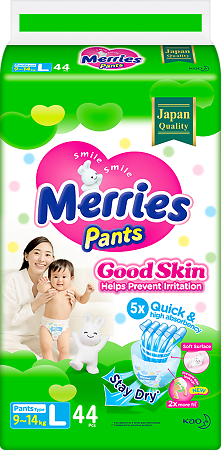 Merries Трусики-подгузники Good Skin для детей L (9-14 кг), 44 шт