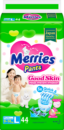 Изображение товара Merries Трусики-подгузники Good Skin для детей L (9-14 кг) 44 шт