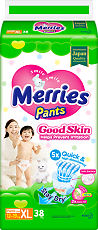 Купить Merries Трусики-подгузники Good Skin для детей XL (12-19 кг) 38 шт цена