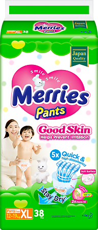 Merries Трусики-подгузники Good Skin для детей XL (12-19 кг) 38 шт