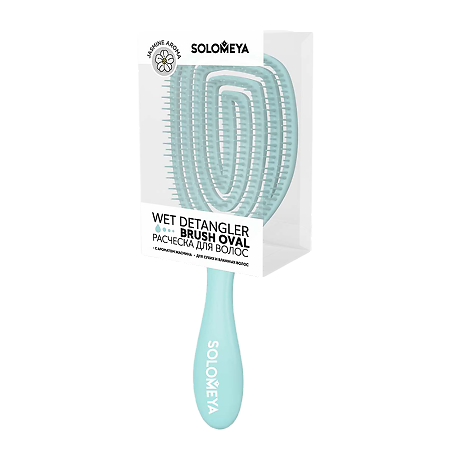Изображение товара Голубая массажная расческа Solomeya Wet Detangler Brush Oval Jasmine для сухих и влажных волос