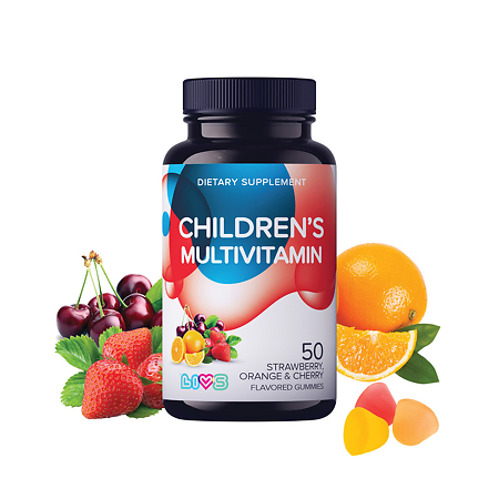 LIVS Комплекс Мультивитаминов для детей со вкусом фруктов и ягод (вишня, клубника, апельсин) пастилки 3 г 50 шт.