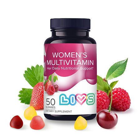 LIVS Комплекс Мультивитаминов для женщин со вкусом фруктов и ягод (вишня, клубника, малина) мармеладные пастилки массой 4 г 50 шт
