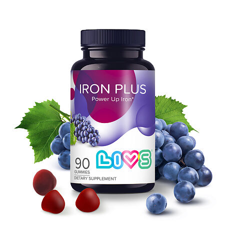 LIVS Комплекс Мультивитаминов Железо Плюс со вкусом фруктов и ягод (виноград) мармеладные пастилки массой 2,5 г 90 шт