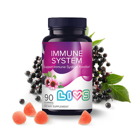 LIVS Комплекс Иммун с Бузиной, Прополисом и Эхинацеей со вкусом фруктов и ягод (малина) мармеладные пастилки массой 2,35 г 90 шт