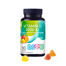 Купить LIVS Витамин D3 2000МЕ со вкусом фруктов и ягод (апельсин, лимон, клубника) мармеладные пастилки массой 2 г 90 шт цена