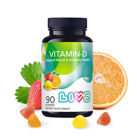 LIVS Витамин Д3 2000МЕ / Vitamin D 2000 IU со вкусом фруктов и ягод (апельсин, лимон, клубника) мармеладные пастилки массой 2 г 90 шт