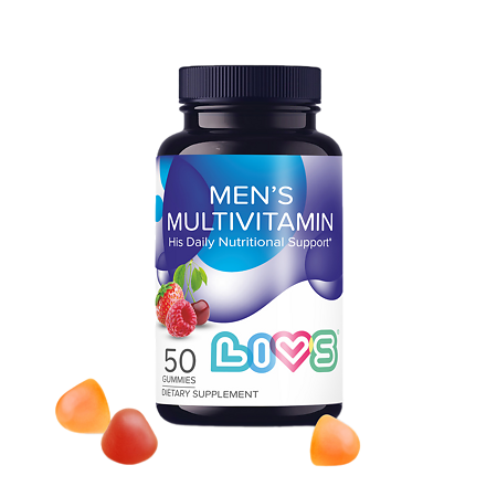 LIVS Комплекс Мультивитаминов для мужчин со вкусом фруктов и ягод (клубника, вишня, малина) мармеладные пастилки массой 3,7 г 50 шт