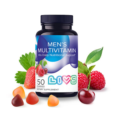 LIVS Комплекс Мультивитаминов для мужчин со вкусом фруктов и ягод (клубника, вишня, малина) мармеладные пастилки массой 3,7 г 50 шт