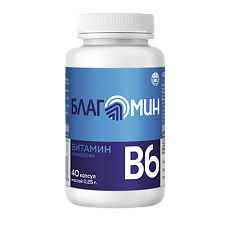Купить Благомин витамин B6 (пиридоксин) 2 мг капсулы массой 0,25 г 40 шт цена