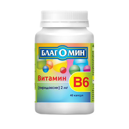 Благомин витамин B6 (пиридоксин) 2 мг капсулы массой 0,25 г 40 шт