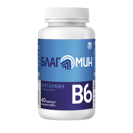 Благомин витамин B6 (пиридоксин) 2 мг капсулы массой 0,25 г 40 шт