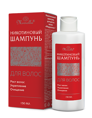 Изображение товара Никотиновый шампунь для роста волос Mirrolla 150 мл укрепление и стимуляция