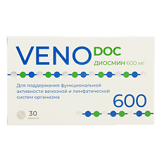 VENO DOC Венотонизирующий диосмин 600 мг таблетки массой 1,1 г 30 шт