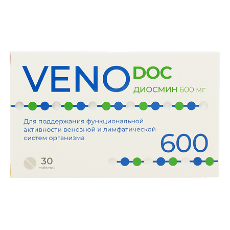 VENO DOC Диосмин 600 мг таблетки покрыт.об. массой 1,1 г 30 шт