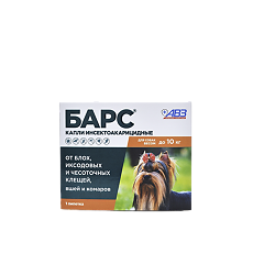 Купить Барс капли для собак до 10 кг против блох и клещей 0,67 мл пипетка-капельница 1 шт цена