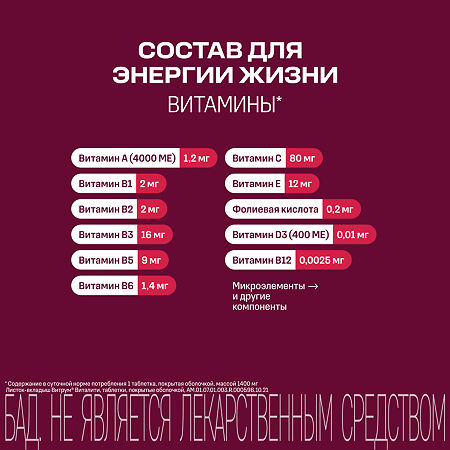 Витрум Виталити 50+ / Vitrum Vitality 50+ таблетки покрыт.об. массой 1400 мг 30 шт