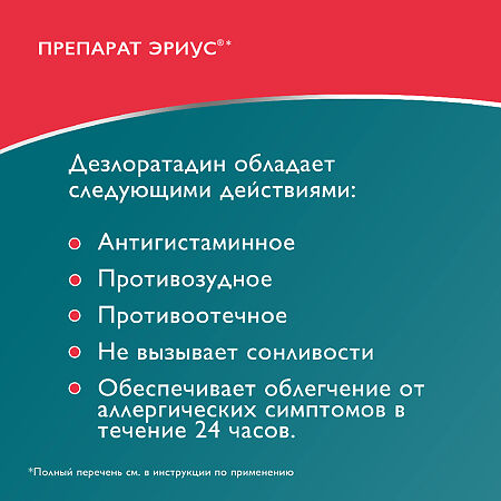 Эриус таблетки покрыт.плен.об. 5 мг 20 шт