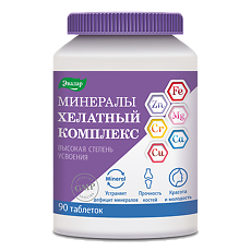 Изображение товара Минералы Хелатный комплекс таблетки по 1,55 г 90 шт