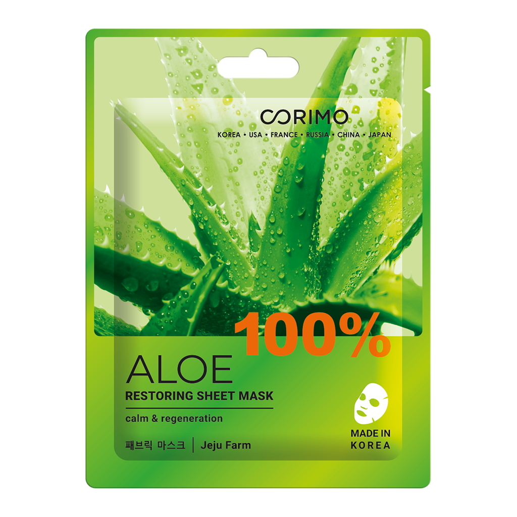 Corimo Тканевая маска для лица Восстановление 100% Aloe 22 г 1 шт