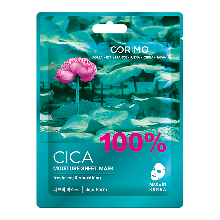 Corimo Тканевая маска для лица Увлажнение 100% Cica 22 г 1 шт