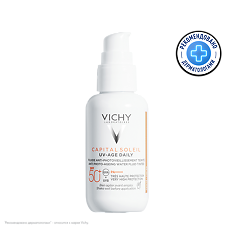 Купить Vichy Capital Soleil UV-Age Daily Невесомый солнцезащитный флюид тонирующий против признаков фотостарения SPF50+ 40 мл 1 шт цена