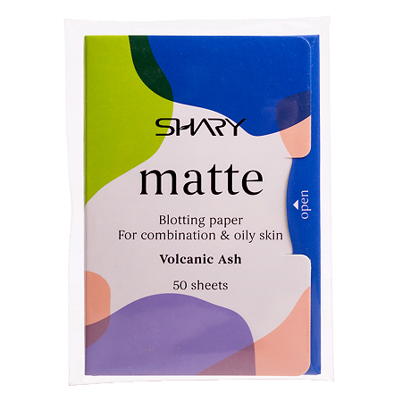Изображение товара Shary Матирующие салфетки для лица Вулканический пепел для комбинированной и жирной кожи 12 г 1 шт