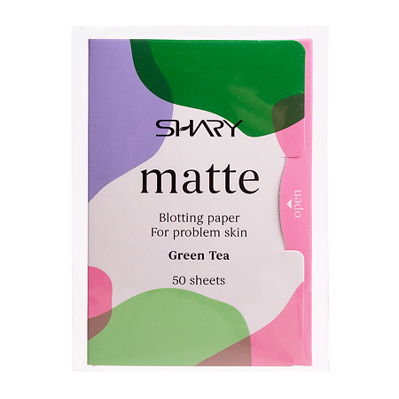 Shary Матирующие салфетки для лица Зеленый чай для проблемной кожи 12 г 1 шт