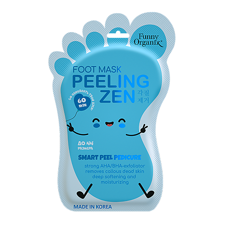Funny Organix Отшелушивающие пилинг-носочки для педикюра против сухости, трещин и мозолей с AHA/BHA-кислотами 30 г 1 шт